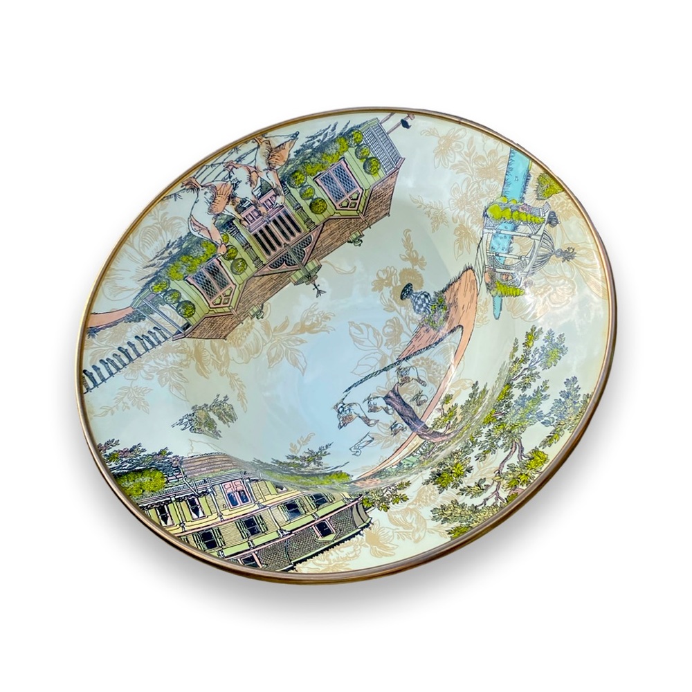 COPY - MacKenzie-Childs Vintage Aurora Farmhouse  Ceramic Pedestal Compote-SMALL - Picture 3 of 5